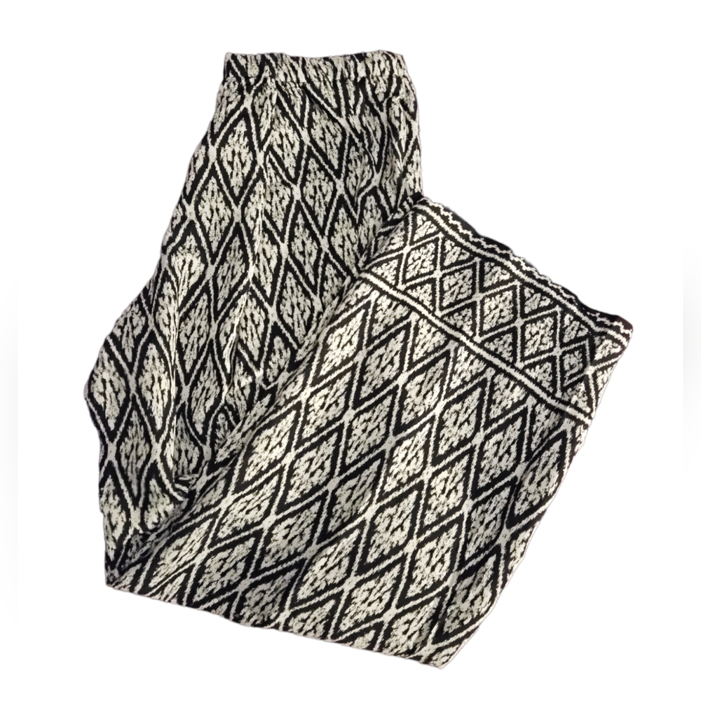 Max Studio Woman Flare Leg Diamond Print Palazzo Pants Size 1X